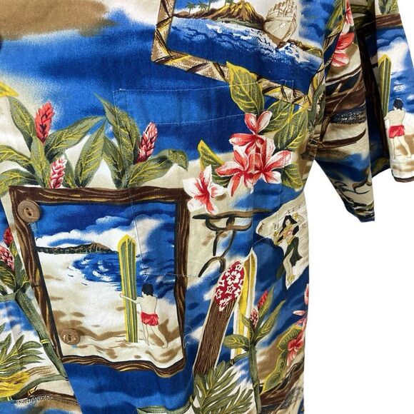 Vtg Mens Howie Hawaii Hawaiian Shirt Surfer Beach Island Floral L Large Cotton - Picture 7 of 9